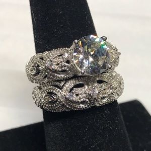 **SOLD** Size 7.5, “Diamond” Bridal Set